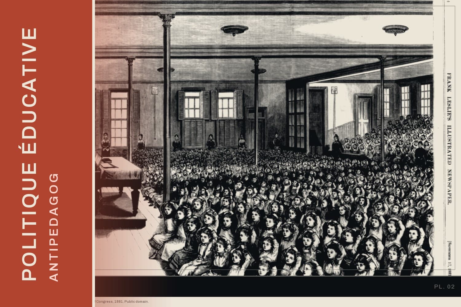 Rentrée des écoles publiques de New York en 1881, une salle entière d’élèves face à l’estrade